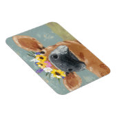 ファームおもしろい – フラワークラウン付き牛 マグネット (右側)