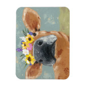 ファームおもしろい – フラワークラウン付き牛 マグネット (縦)