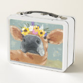 ファームおもしろい – フラワークラウン付き牛 メタルランチボックス (裏面)