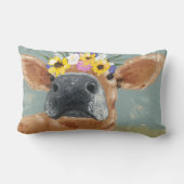 ファームおもしろい – フラワークラウン付き牛 ランバークッション (裏面)