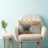 ファームおもしろい – フラワークラウン付き牛 ランバークッション (椅子)