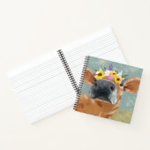 ファームおもしろい – 牛（フラワークラウン付き） ノートブック (内部)