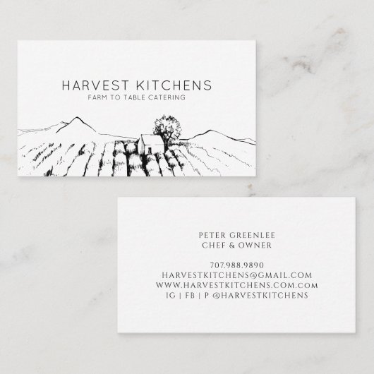 ファームからテーブルへのケータリング名刺 名刺 (正面/裏面)