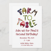 ファームからテーブルへの招待状-ファーマーズマーケットテーマ 招待状 (正面/裏面)