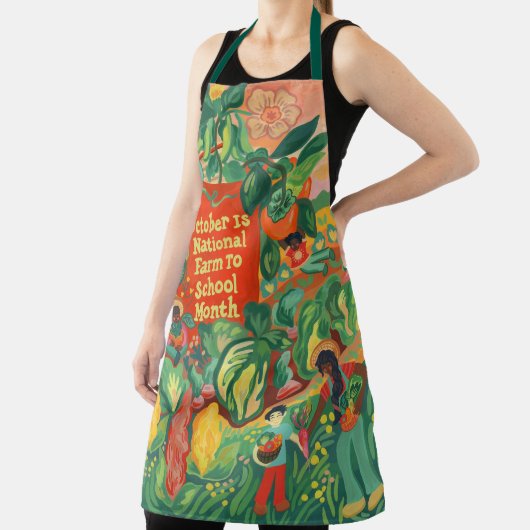 ファームから学校の月のオールオーバープリントエプロン エプロン (インサイチュ)