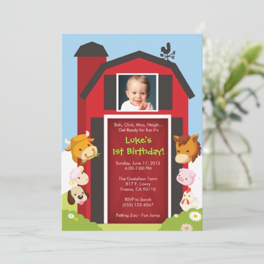 ファームでのお誕生日会の招待 招待状 (スタンド正面)