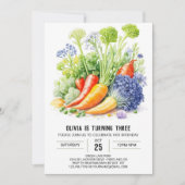 ファームとテーブルの子供の誕生日 招待状 (正面)