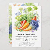 ファームとテーブルの子供の誕生日 招待状 (正面/裏面)