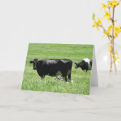 ファームのカードに黒と白の可愛い空白の牛 カード (黄色い花)
