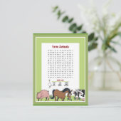 ファームの動物の単語検索 ポストカード (スタンド正面)