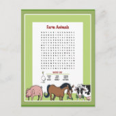 ファームの動物の単語検索 ポストカード (正面)