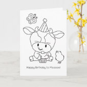 ファームの友人の色 – 自分の牛の挨拶 カード (黄色い花)