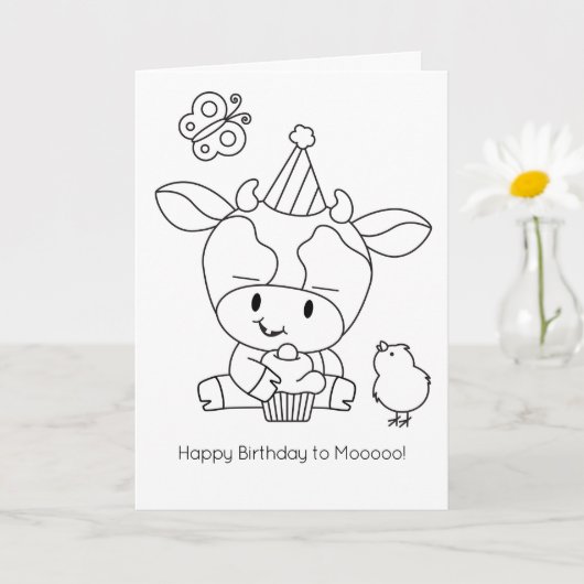 ファームの友人の色 – 自分の牛の挨拶 カード (小さな植物)