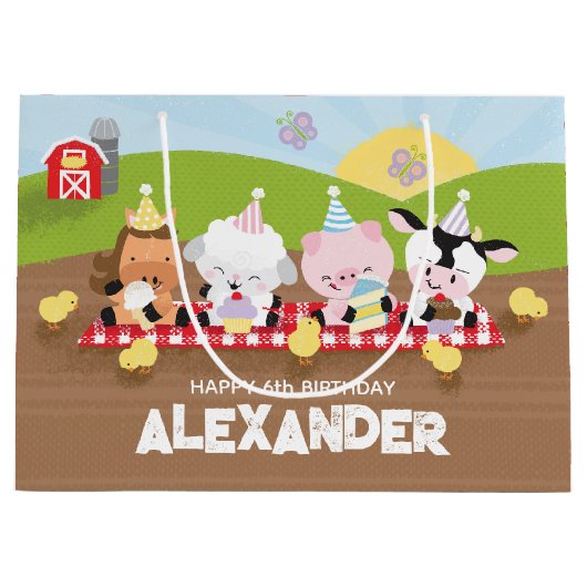 ファームの友人抱き枕と色 – 自分で戻る ラージペーパーバッグ (正面)