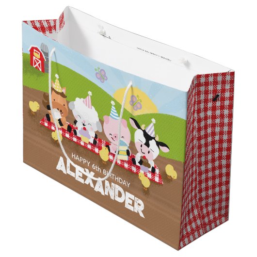 ファームの友人抱き枕と色 – 自分で戻る ラージペーパーバッグ (正面アングル)