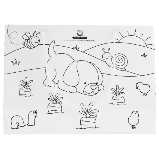 ファームの友人抱き枕と色 – 自分で戻る ラージペーパーバッグ (裏面)