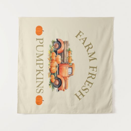 ファームの新鮮な水の色かぼちゃの秋秋 タペストリー (正面(横))