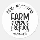 ファームの新鮮な農産物の追加の名前農家市場製品 ラウンドシール (正面)