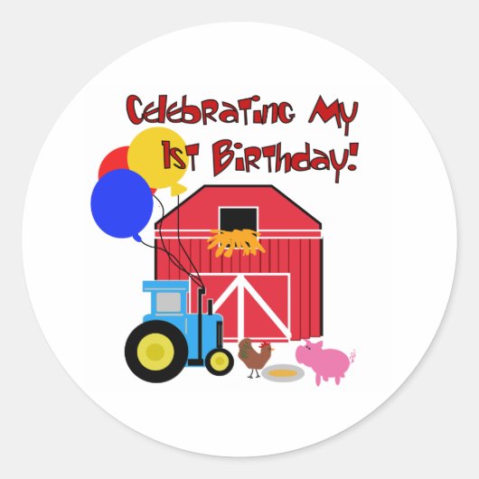 ファームの最初の誕生日 ラウンドシール (正面)