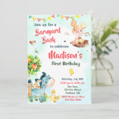 ファームの誕生日の招待ファーム動物のパーティー招待状 招待状 (スタンド正面)