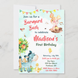 ファームの誕生日の招待ファーム動物のパーティー招待状 招待状