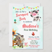 ファームの誕生日の招待ファーム動物のパーティー招待状 招待状 (正面)