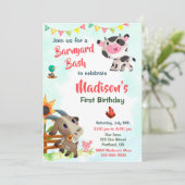 ファームの誕生日の招待ファーム動物のパーティー招待状 招待状 (スタンド正面)