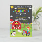 ファームの誕生日の招待ランチカウボーイパーティー招待状 招待状 (スタンド正面)