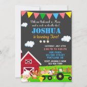 ファームの誕生日の招待納屋周囲の庭誕生日招待状 招待状 (正面)