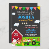 ファームの誕生日の招待納屋周囲の庭誕生日招待状 招待状 (正面/裏面)