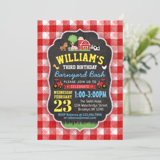 ファームの誕生日パーティーへの招待 招待状 (スタンド正面)