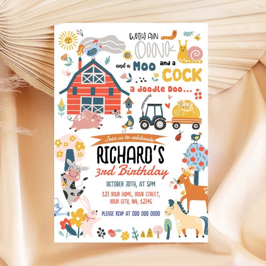ファームの誕生日パーティーへの招待 招待状