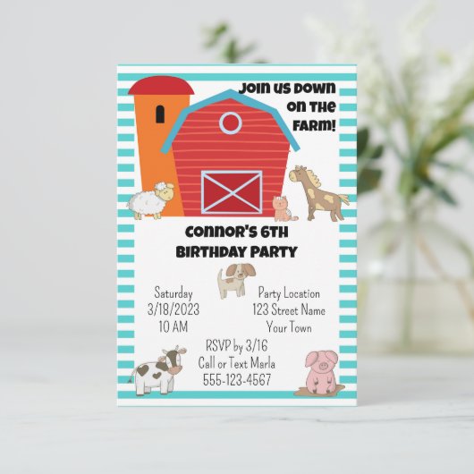 ファームの誕生日パーティーへの招待 招待状 (スタンド正面)