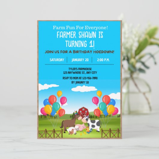 ファームの誕生日パーティーへの招待 招待状 (スタンド正面)