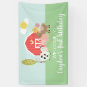 ファームの誕生日パーティー歓迎の看板バナー 横断幕 (縦)