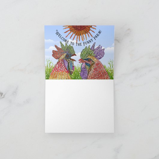 ファームの鶏おもしろいのグリーティングカードへようこそ カード (内部)