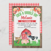 ファームまたは納屋周囲の庭フローラ誕生日招待状 招待状 (正面/裏面)