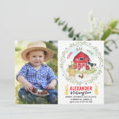 ファームをテーマにしたフォト誕生日招待状カード 招待状 (スタンド正面)