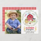 ファームをテーマにしたフォト誕生日招待状カード 招待状 (正面/裏面)