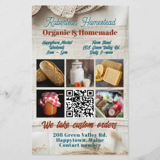 ファームをテーマにした写真QRコード小規模企業フライヤー チラシ (正面)