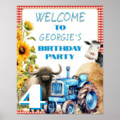 ファームをテーマにした誕生日パーティー歓迎サイン ポスター