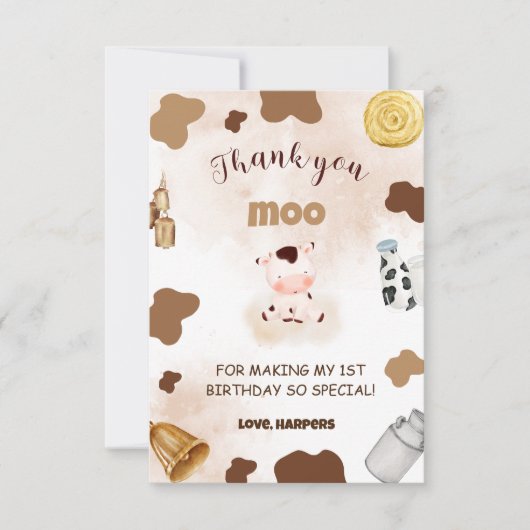 ファームアニマルをテーマにした誕生日 サンキューカード (正面)