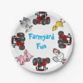 ファームアニマルアンドレッドトラクターおもしろい誕生日 ペーパープレート (正面)