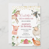 ファームアニマルインクコカモードルドゥー誕生日 招待状 (正面)