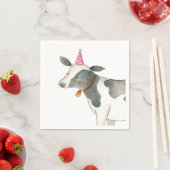 ファームアニマルカウガール誕生日納屋周囲の庭ピンク スタンダードカクテルナプキン (インサイチュ)