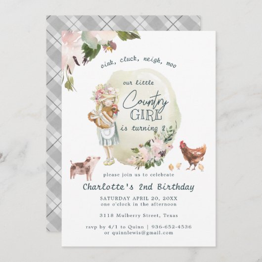 ファームアニマルカントリーシック誕生日パーティー (正面/裏面)