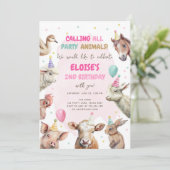 ファームアニマルガールコールパーティー動物誕生日 招待状 (スタンド正面)