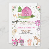 ファームアニマルガールバースデーパーティー 招待状 (正面/裏面)