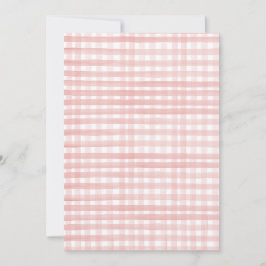 ファームアニマルガールピンクジンガム納屋周囲の庭誕生日I 招待状 (裏面)