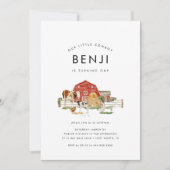 ファームアニマルキッズカウボーイ1st誕生日パーティー 招待状 (正面)